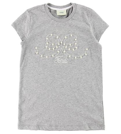 Fendi Kids T-shirt - Grey Melange w. Beads Fendi Kids T-shirt - Grey Melange w. Beads