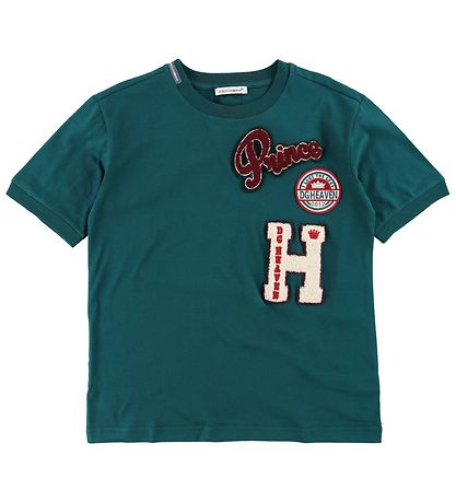 Dolce & Gabbana T-shirt - Petroleum Green w. Patches Dolce & Gabbana T-shirt - Petroleum Green w. Patches
