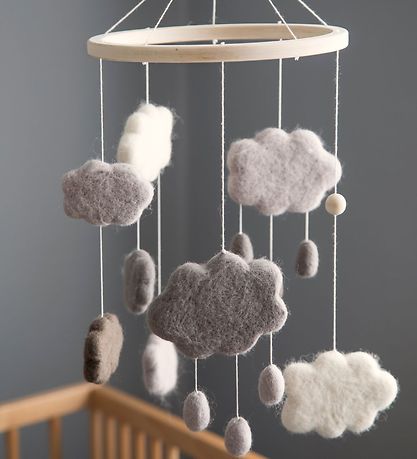 Sebra Baby Mobile - Felt - Grey Clouds Sebra Baby Mobile - Felt - Grey Clouds