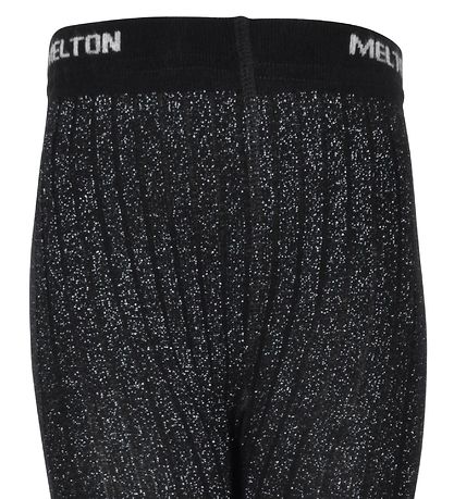 Melton Strømpebukser - Bambus - Svart m. Glitter