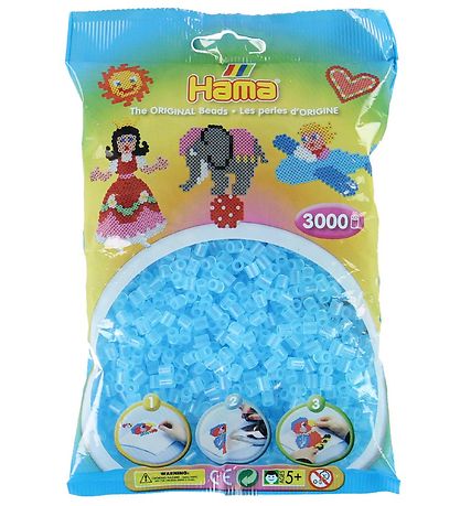 Hama Midi Beads - 3000 pcs - 73 Transparent Aqua Hama Midi Beads - 3000 pcs - 73 Transparent Aqua