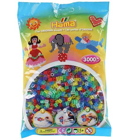 Hama Midi Perlur - 3000 Stk. - 53 Transparent Marglitað Hama Midi Perlur - 3000 Stk. - 53 Transparent Marglitað