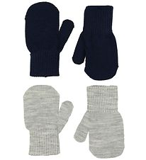 Melton Mittens - 2-Pack - Knitted - Grey Melange/Navy Melton Mittens - 2-Pack - Knitted - Grey Melange/Navy