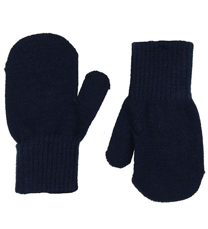 Melton Mittens - 2-Pack - Knitted - Grey Melange/Navy