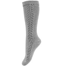Condor Knee High Socks w. Pointelle - Grey Melange Condor Knee High Socks w. Pointelle - Grey Melange