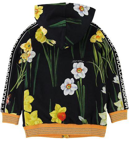 Dolce & Gabbana Zip Thru Hoodie - Black w. Flowers