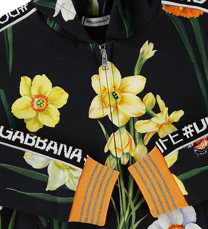 Dolce & Gabbana Zip Thru Hoodie - Black w. Flowers