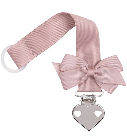 Little Wonders Pacifier Clip - Dusty Pink w. Bow/Heart
