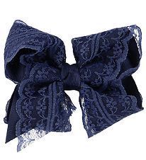 Little Wonders Bow Hair Clip - Navy w. Lace Little Wonders Bow Hair Clip - Navy w. Lace