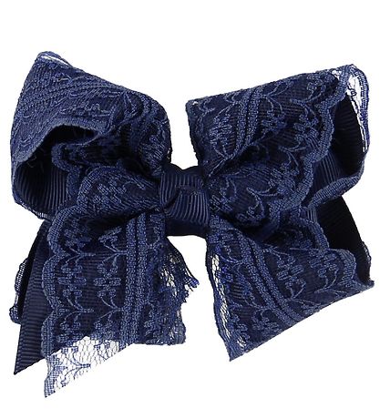 Little Wonders Bow Hair Clip - Navy w. Lace Little Wonders Bow Hair Clip - Navy w. Lace
