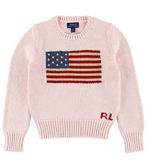 Polo Ralph Lauren Blouse - Knitted - Pink w. Flag Polo Ralph Lauren Blouse - Knitted - Pink w. Flag