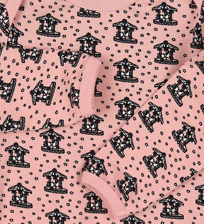Småfolk Bodysuit L/S - Silver Pink/Kenzie's Carousel