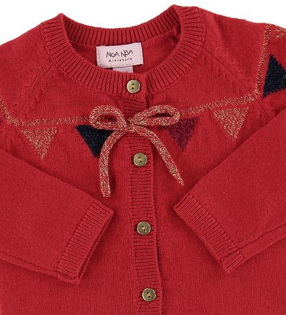 Noa Noa miniature Cardigan - Red/Gold w. Bow