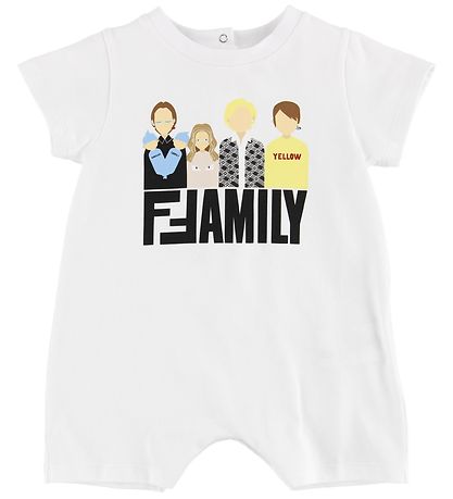 Fendi Kids Summer Romper - White w. Fendi Family Fendi Kids Summer Romper - White w. Fendi Family