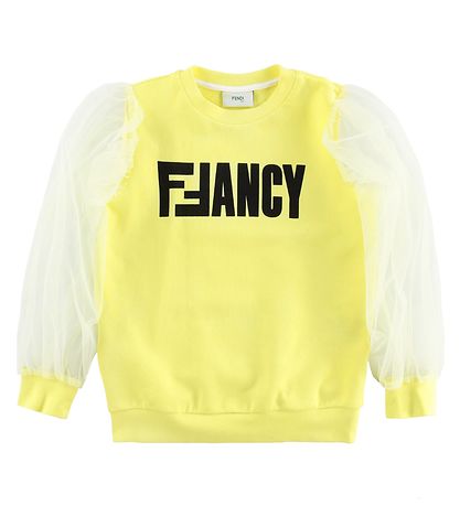 Fendi Kids Sweatshirt - Yellow w. Text/Tulle