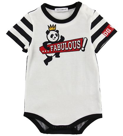 Dolce & Gabbana Bodysuit S/S - 3-Pack - White/Red w. Panda