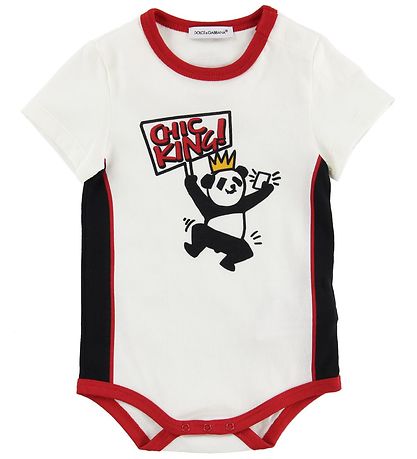 Dolce & Gabbana Bodysuit S/S - 3-Pack - White/Red w. Panda