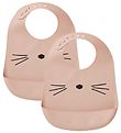 Liewood Bib - 2-Pack - Silicone - Tilda - Rose w. Cat Liewood Bib - 2-Pack - Silicone - Tilda - Rose w. Cat
