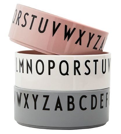 Design Letters Bowl - 3-Pack - Pink/White/Grey w. Letters Design Letters Bowl - 3-Pack - Pink/White/Grey w. Letters