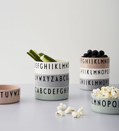 Design Letters Kom - 3-pack - Groen/Wit/Grijs m. Letters Design Letters Kom - 3-pack - Groen/Wit/Grijs m. Letters