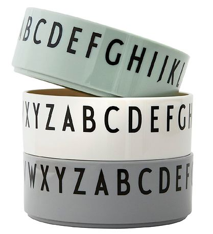Design Letters Kom - 3-pack - Groen/Wit/Grijs m. Letters Design Letters Kom - 3-pack - Groen/Wit/Grijs m. Letters