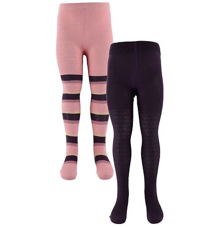 Minymo Strumpfhosen - 2er-Pack - Lila/Rose Gestreift m. Gold Minymo Strumpfhosen - 2er-Pack - Lila/Rose Gestreift m. Gold
