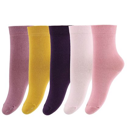 Minymo Socks - 5-Pack - Rose/Yellow/Purple Minymo Socks - 5-Pack - Rose/Yellow/Purple