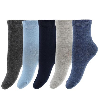 Minymo Socken - 5er-Pack - Navy/Blau/Graumeliert