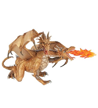Papo Tweekoppige Goud Draak - l: 24 cm