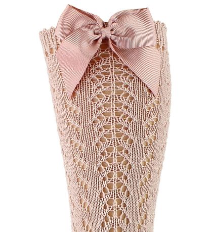Condor Knee-High Socks w. Bow - Knitted - Dusty Pink