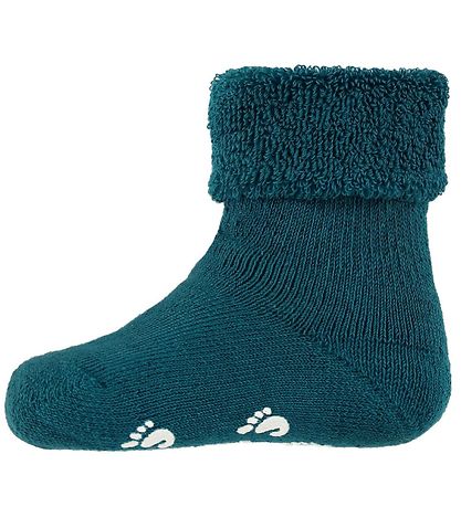 Fuzzies Baby Socks w. Anti-Slip - Petrol Fuzzies Baby Socks w. Anti-Slip - Petrol