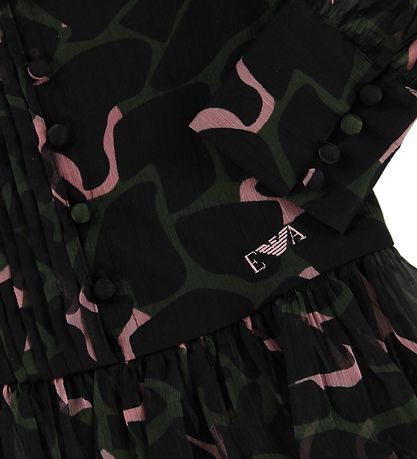 Emporio Armani Skjortebluse - Svart m. Armygrønn/Rosa Emporio Armani Skjortebluse - Svart m. Armygrønn/Rosa