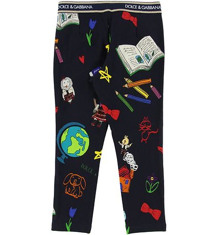 Dolce & Gabbana Leggings - Tilbake til skolen - Navy m. Trykk Dolce & Gabbana Leggings - Tilbake til skolen - Navy m. Trykk