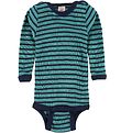 Engel 보디수트 긴팔 - 울/실크 - 청록색/네이비 Engel 보디수트 긴팔 - 울/실크 - 청록색/네이비