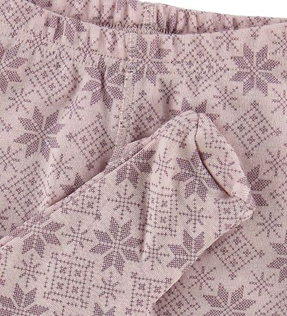 Joha Leggings w. Foot - Wool - Rose/Stars