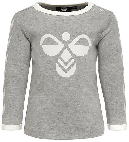 Hummel Long Sleeve Top - HMLFlipper - Melange Grey w. Logo