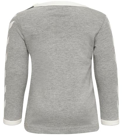 Hummel Long Sleeve Top - HMLFlipper - Melange Grey w. Logo