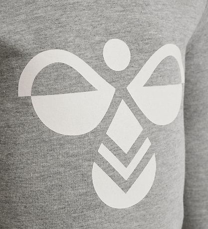 Hummel Long Sleeve Top - HMLFlipper - Melange Grey w. Logo