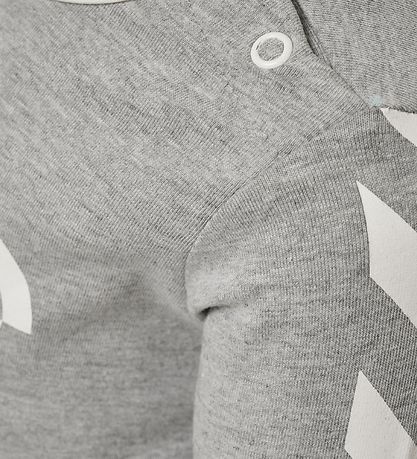 Hummel Long Sleeve Top - HMLFlipper - Melange Grey w. Logo
