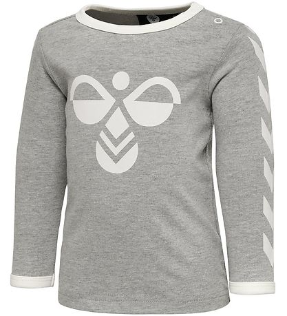Hummel Long Sleeve Top - HMLFlipper - Melange Grey w. Logo