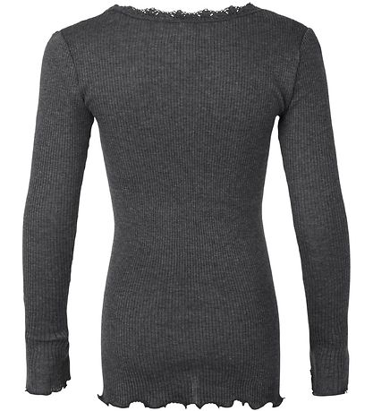 Rosemunde Blouse - Rib - Grey Melange w. Lace