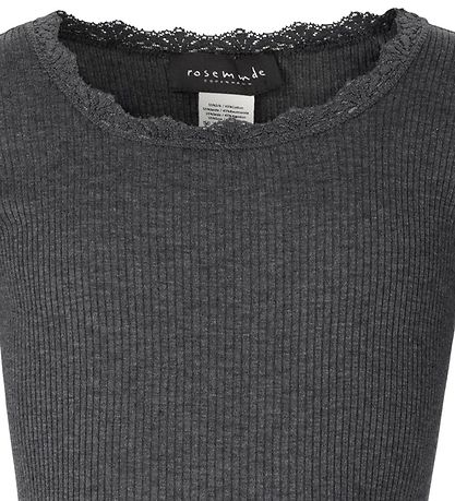 Rosemunde Blouse - Rib - Grey Melange w. Lace