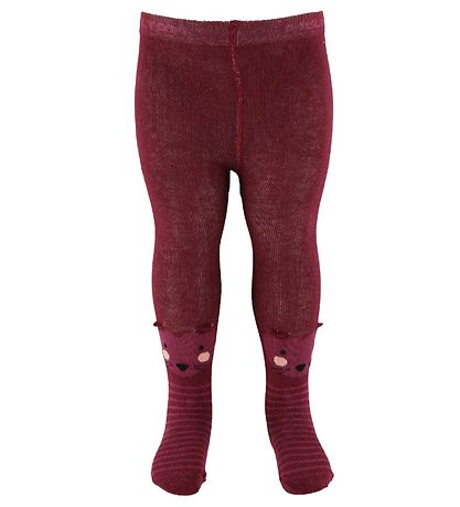 Melton Tights - Plum w. Mouse
