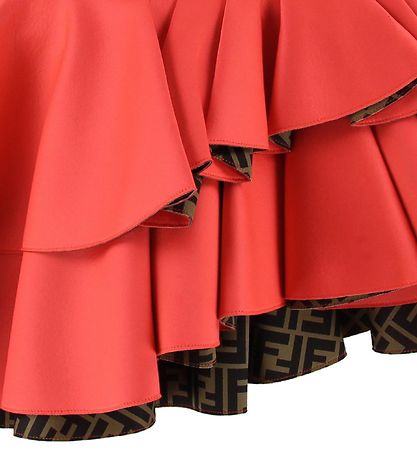 Fendi Skirt - Neoprene - Red/Brown w. Allover Logo
