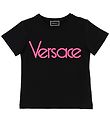 Versace T-shirt - Black/Neon Pink w. Text Versace T-shirt - Black/Neon Pink w. Text