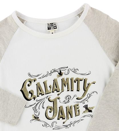 Bonton Long Sleeve Top - White/Grey Melange w. Print Bonton Long Sleeve Top - White/Grey Melange w. Print