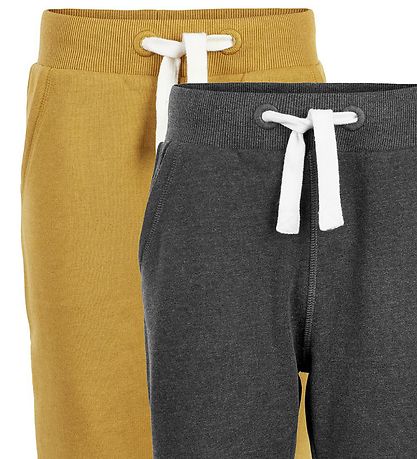 Minymo Joggingbuxur - 2 Pakki - Sinnepsgult/Kolagrátt Minymo Joggingbuxur - 2 Pakki - Sinnepsgult/Kolagrátt