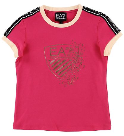 T-Shirt EA7 - Rose av. Imprimé/Logo Rayé T-Shirt EA7 - Rose av. Imprimé/Logo Rayé