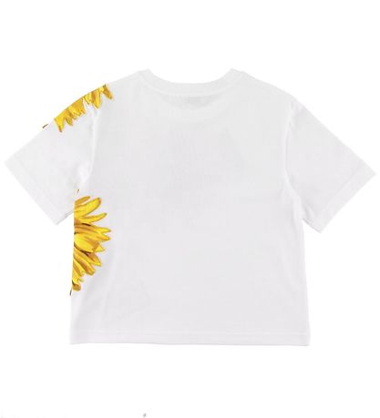 Dolce & Gabbana T-shirt - White w. Sunflowers/Chrystals