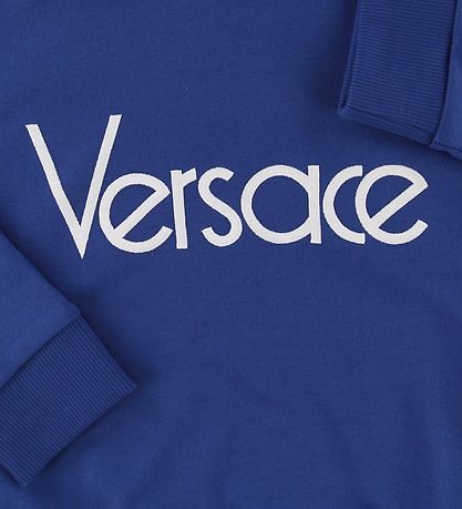 Versace Hoodie - Blauw/Wit m. Logo Versace Hoodie - Blauw/Wit m. Logo